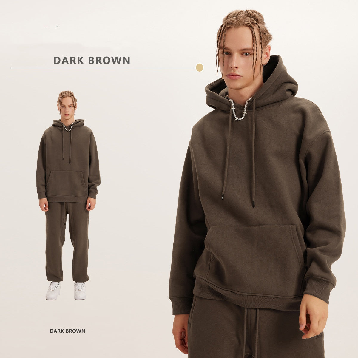 Oversize Hoodie Set - Dark brown