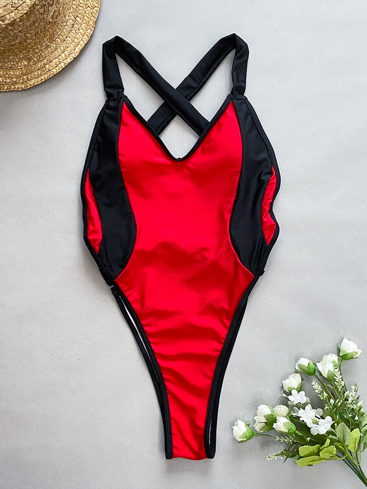 Red High Cut Fitness Bikini Swimsuit