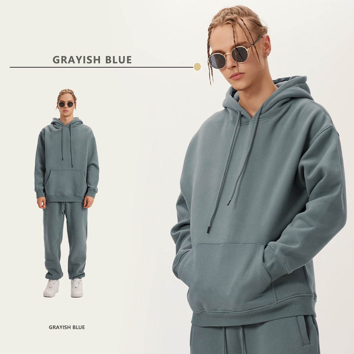 Oversize Hoodie Set - Grey Blue