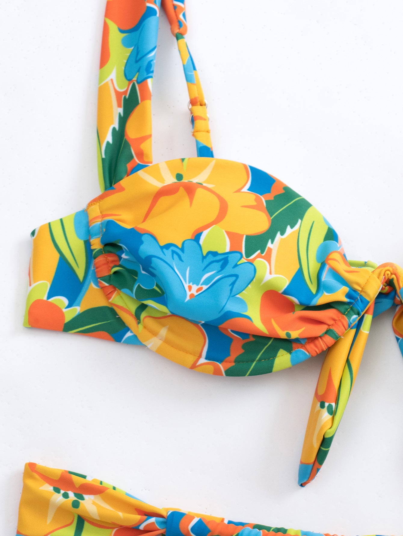 Flower Print Push Up Bikini Swimsuit + Thong Bottom