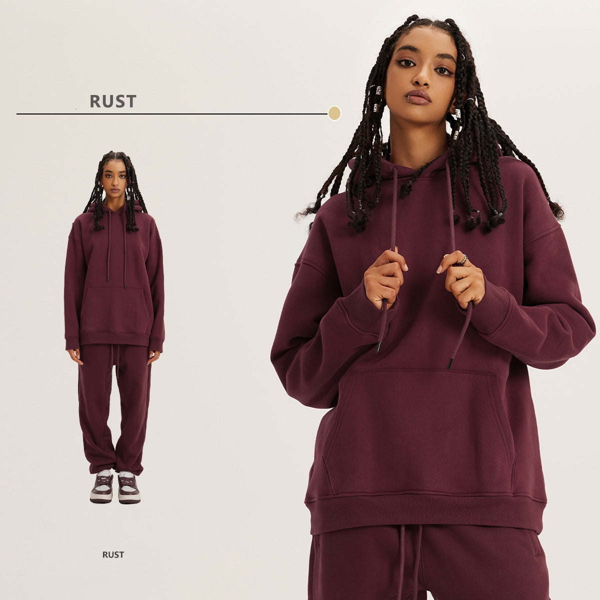 Oversize Hoodie Set - Rust